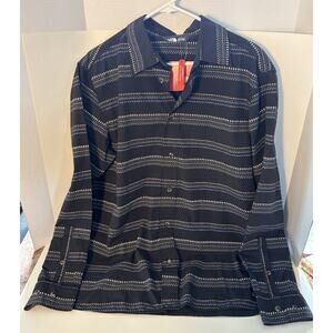 The North Face Men Size Large Shirt Button Down Top Slate Gray Patterned Stripe